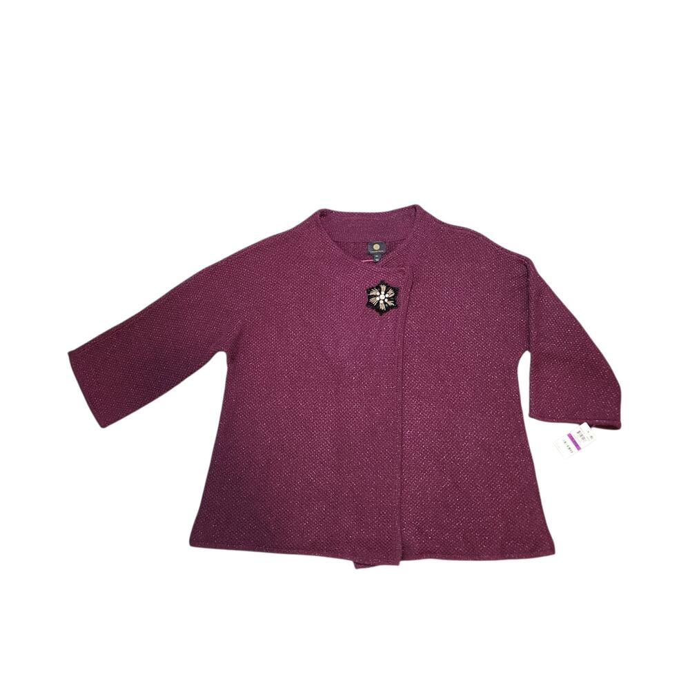 JM Collection Brooch Topper sweater berry size XXL NWT